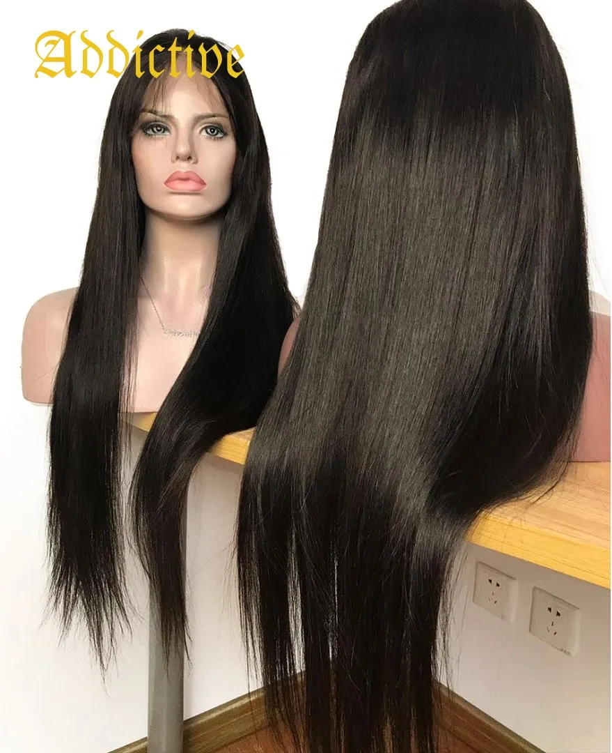 

Addictive Brazilian 20 Inch Front Wigs Transparent Hd Lace 13x4 Hd Lace Front Wig 1B# Straight Hd Lace Front Human Hair Wig