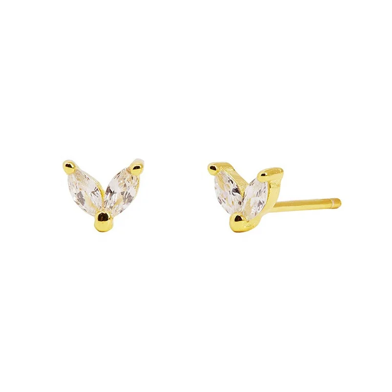 

Gemnel fashion jewellery sterling silver 18k gold mini marquise diamond stud earrings