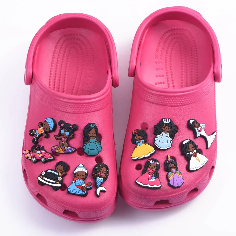 

2022 New Custom Soft Rubber PVC Designer Shoes Charms Black Accessories For Kids Clogs Shoe Charms, Jewelry