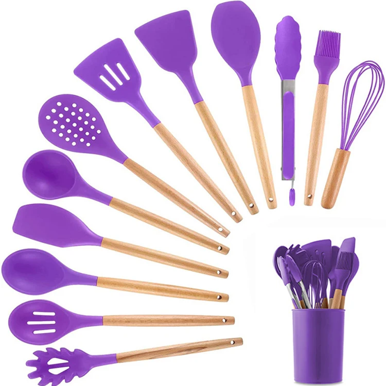 

BBA128 12-piece/set Food Grade Kitchenware Cooking Tools Non-Stick Cookware Kitchen Home Silicone Spatula Set