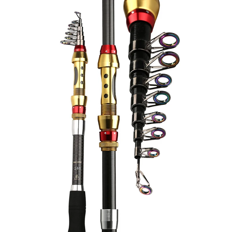 

Wholesale Folding Sea Rod 1.8M/2.1M/2.4/ 2.7M/3.0M/3.6M Telescopic Fishing Rod Carbon Fish Rod Pole, Gold