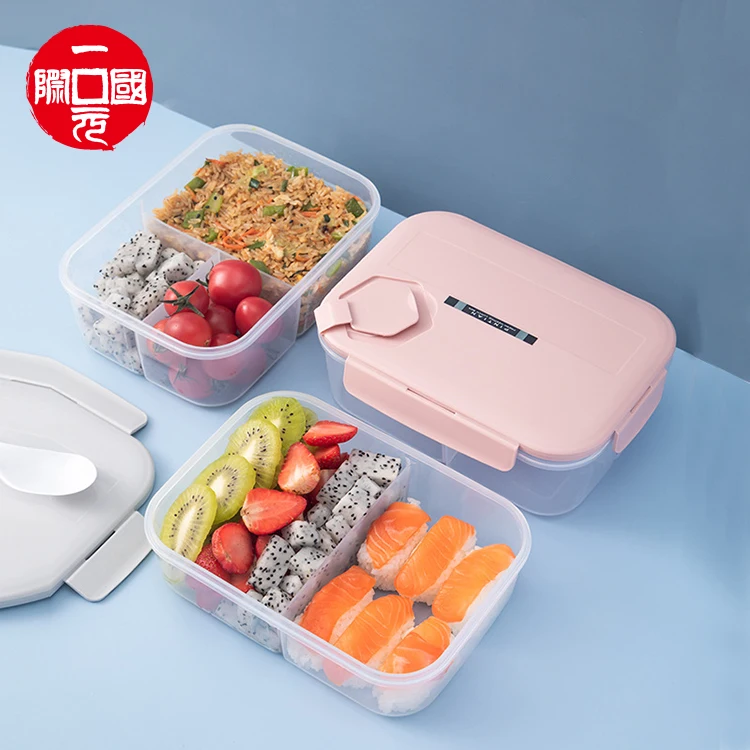 

Best selling popular food grade transparent plastic bento lunch box with 3 compartment