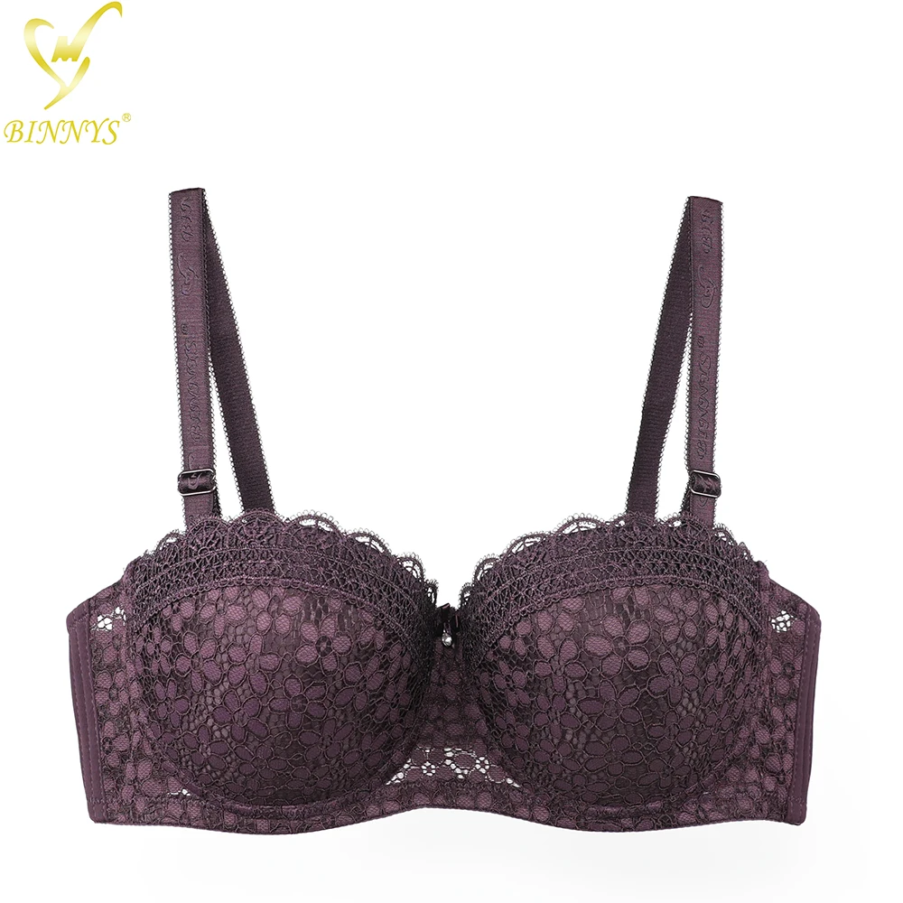 

BINNYS Guangzhou Wholesale breathable 42C thin half cup fancy lace sexy cup bra for women