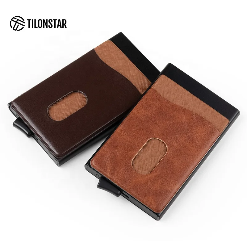

Ready To Ship Card Case Man Minimalist Traditional Leather PU Credit Card Wallet Holder