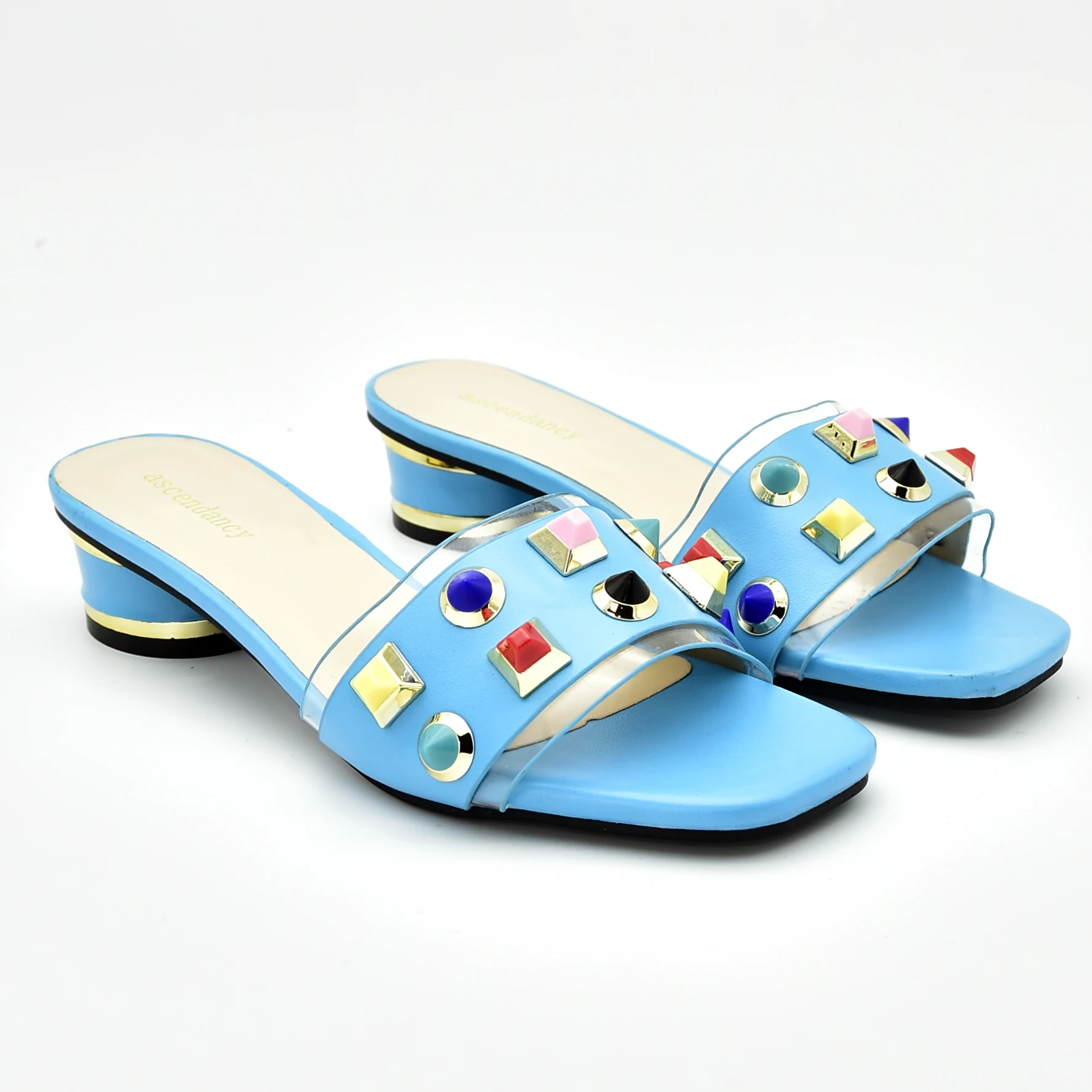 

Rortydream blue sandals 4.5cm heel female shoes casual shoes woman