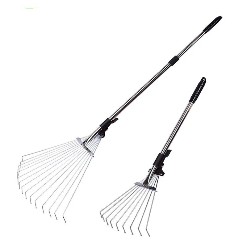 

Hot Sales Lightweight Adjustable Professional Collect Leaves Garden Metal Grass Rake With Expanding Handle