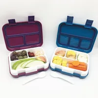 

Eco special custom printed leak proof child 3 4 compartment blue PP children lunchbox plastic lunch box for kids with lock