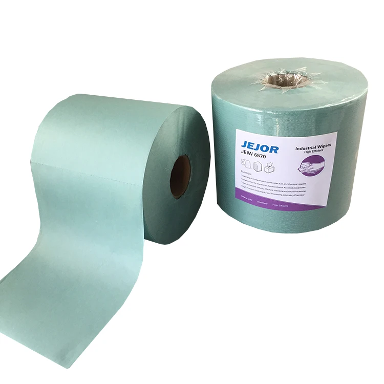 

Green Woodpulp Polyester Dust Free Super Absorbent Industrial Wiping Oil Paper Wipe Roll