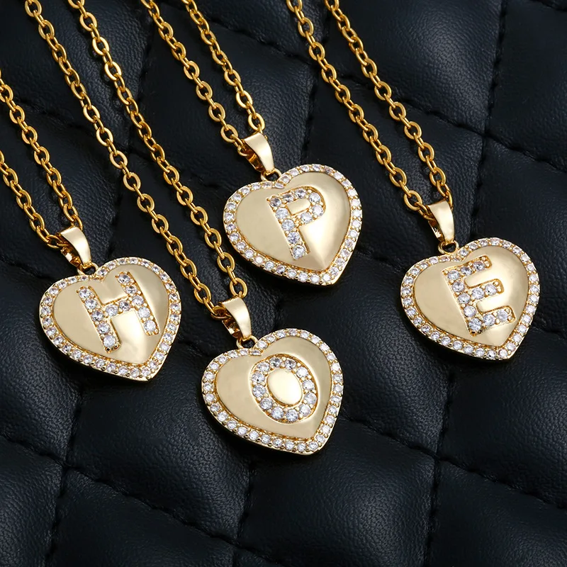 

HongTong Love 26 letters necklace female zircon simple couple gift pendant jewelry, Picture