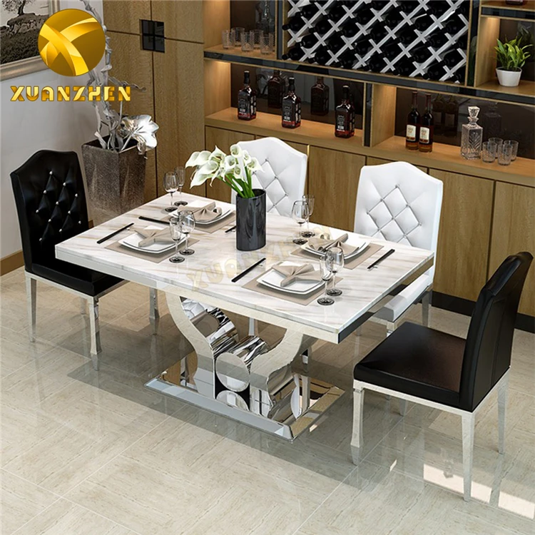 Furniture Living Room Metal Tables Marble Dinning Table Set Dining Table With 6 Chairs Dt005 Buy Dining Table Set Glass Tables Stainles Steel Dining Tables Product On Alibaba Com