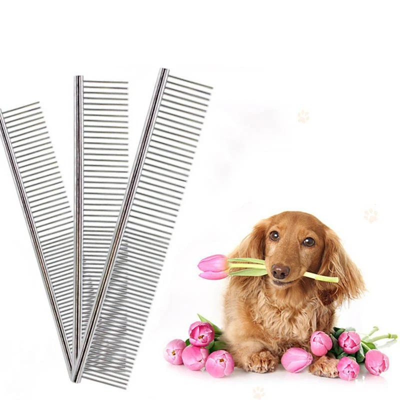 

Multicolor Stainless Steel Hair Fur Removal Brush Grooming Hair Comb Straight Row Pet Hair Comb, As picture