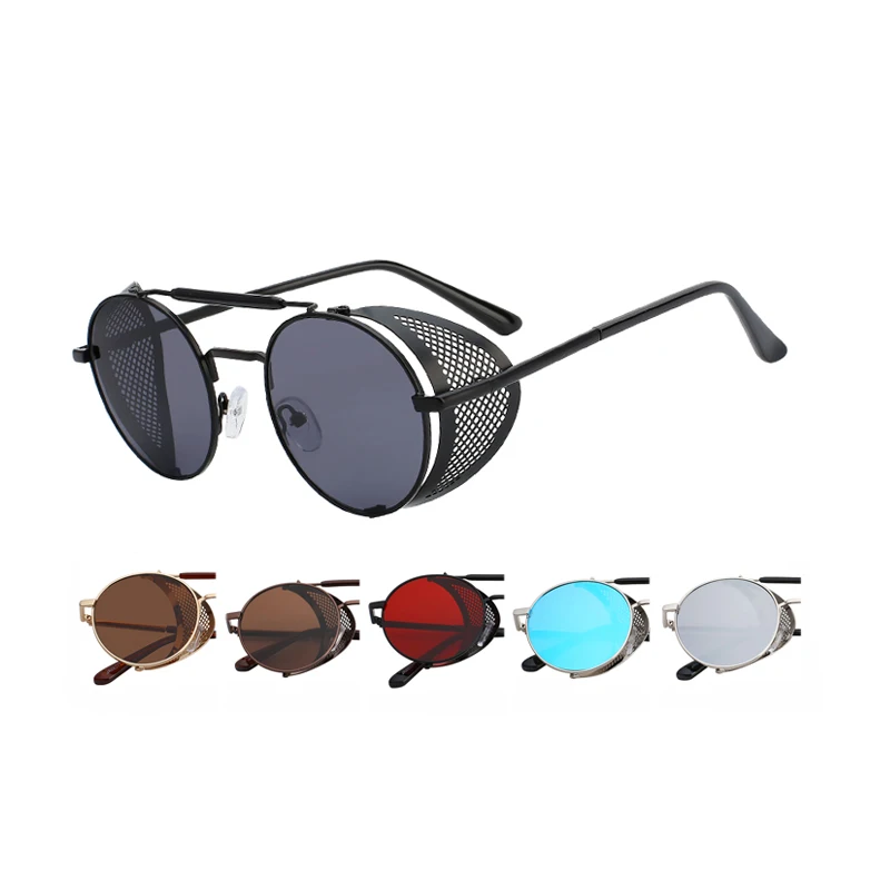 

Fashion unique windshield sunglasses metal round frame unisex punk sunglasses