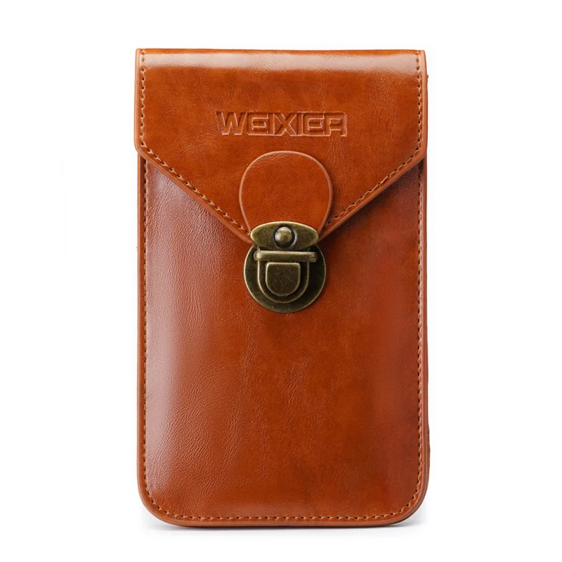 

WEIXIER Crazy Horse style Leather Crossbody Phone Bag Waist Bag Wallet Dark Brown, Black, reddish brown and khaki