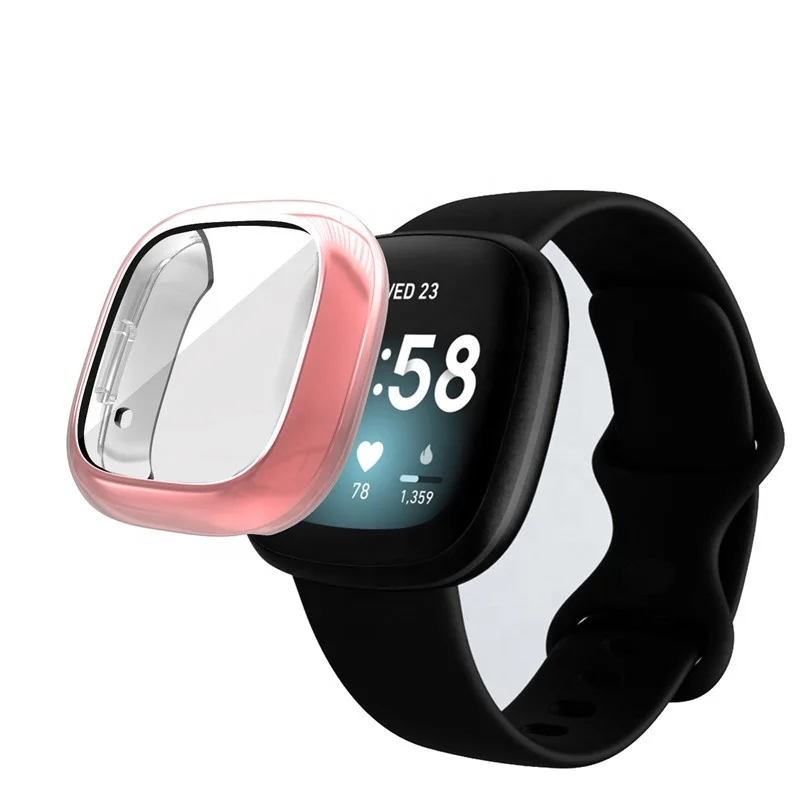 

SIKAI New Product All-inclusive Electroplating TPU Anti-drop Soft Case For Fitbit versa 3/Sense Watch Cover, Bicolor