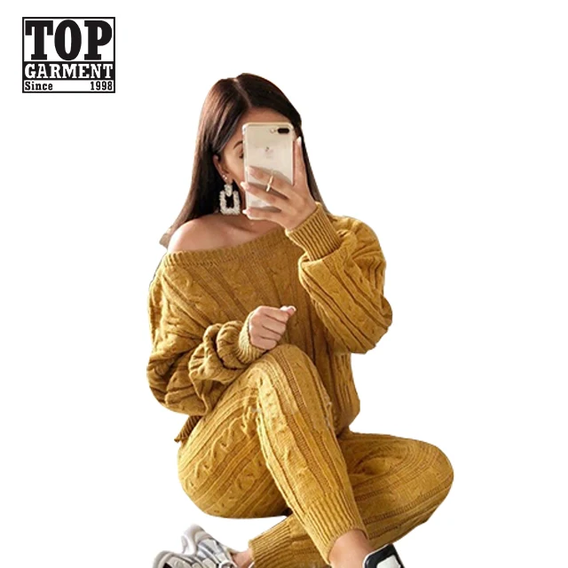 

Womens Fashion Sweater suit knit sweater sets Home wear