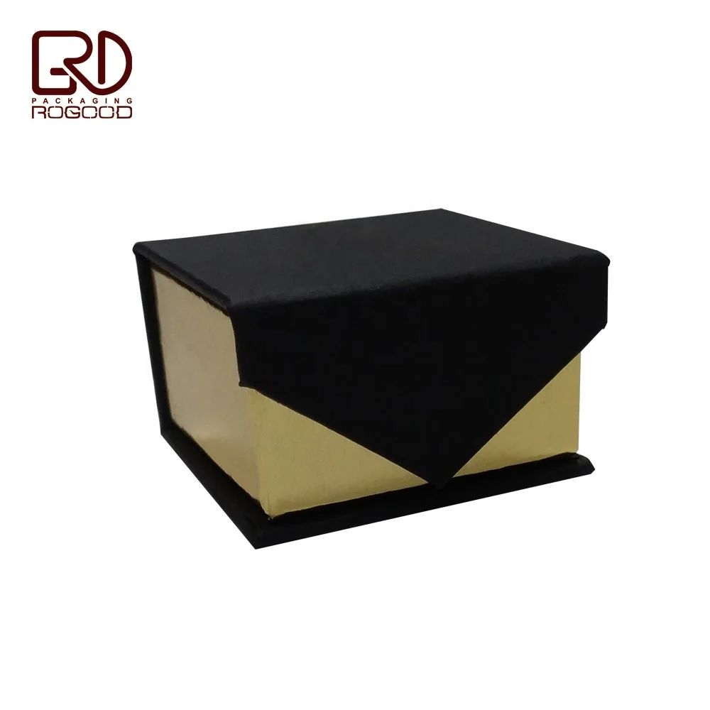 

Magnetic closure cardboard book style gift box for jewelry ring/ear ring/ear nail P1257, Black