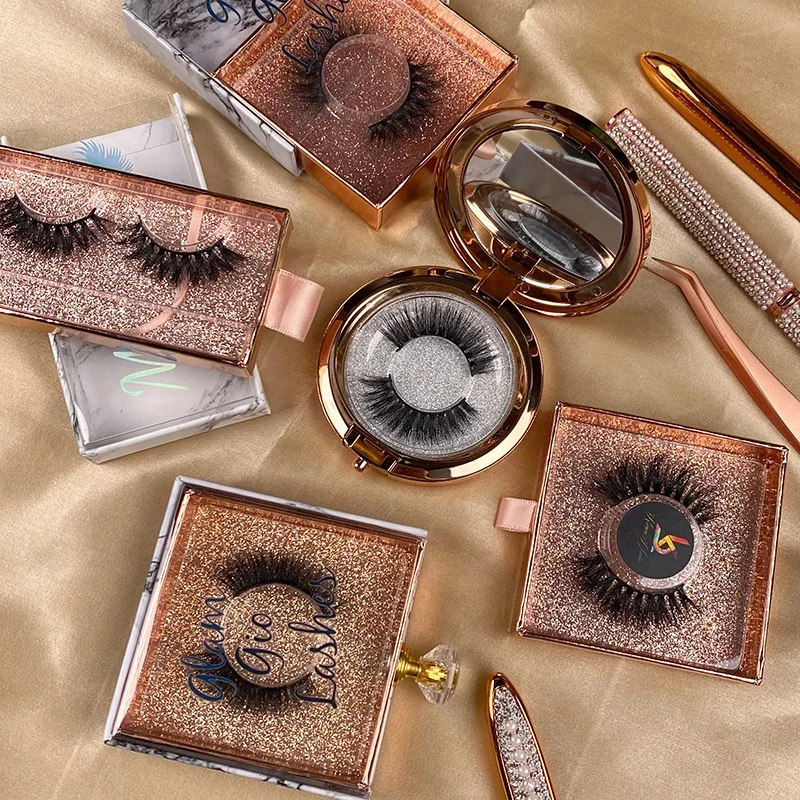 

Cheap 3d faux mink eyelashes bulk fluffy eyelash case custom sticker logo wholesale thick full strip lashes