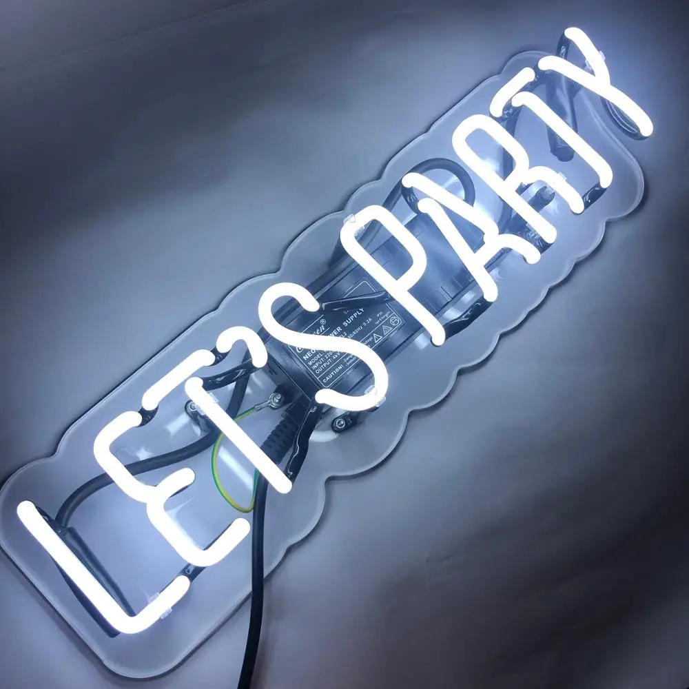 Let's party neon custom sign glass neon tubing letters light acrylic neon sign Rohs certificate China manufacturers L