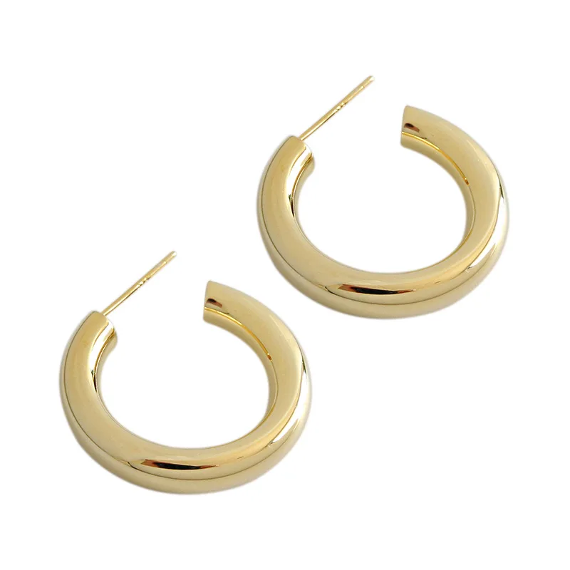 

minimalist 925 sterling silver gold cool metal C-shaped exaggerated ring earrings wedding engagement female