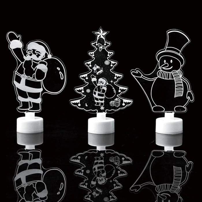 Christmas Promotion Gifts Custom 3D Creative Lights Acrylic LED Night Light Laser Craved Kids Table Light Xmas Ornaments Gift