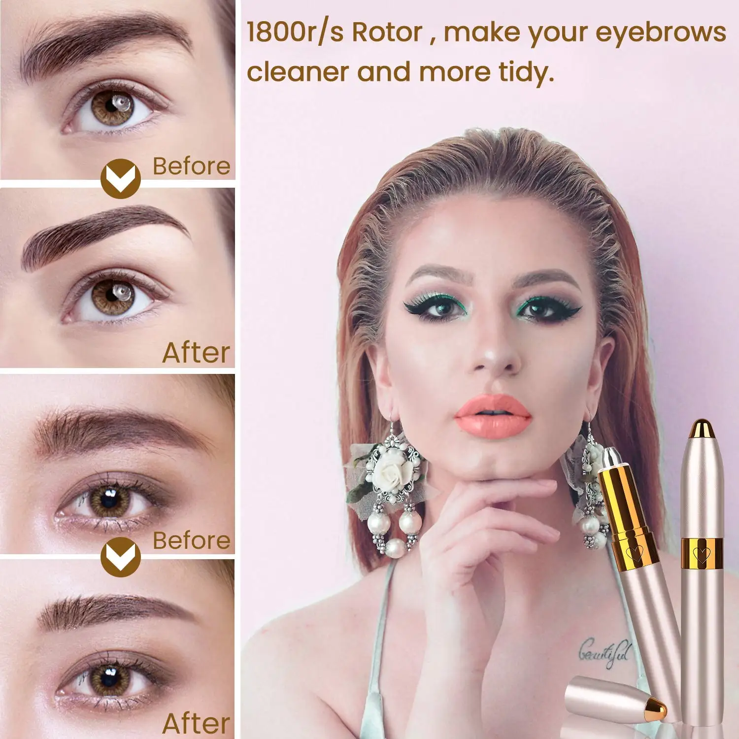 
New Design Multifunctional USB Rechargeable Mini Electric Hair Removal Pen Eyebrows Trimmer for Women 