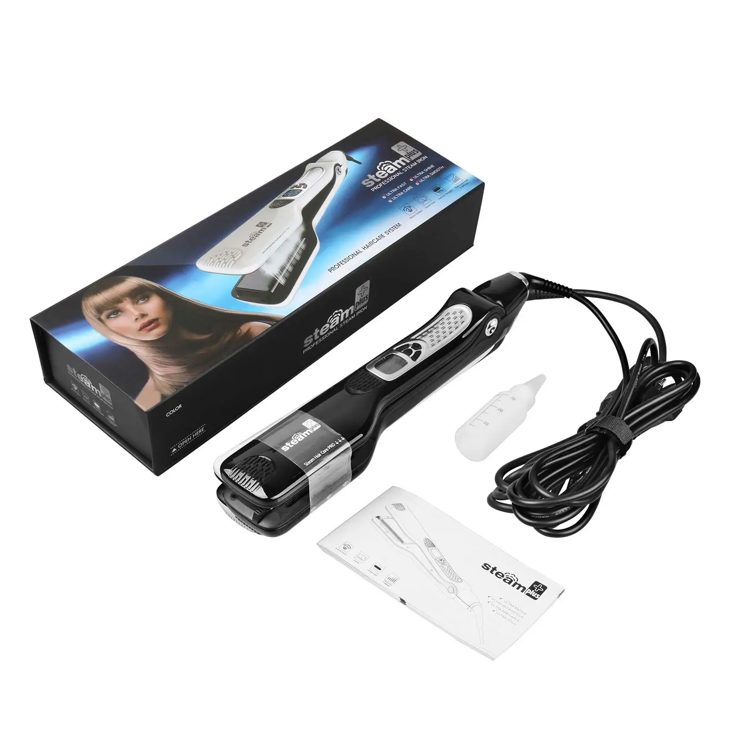 

Read to ship hair steam straightener 450F steam professional hair straightener steam flat iron hair straightener