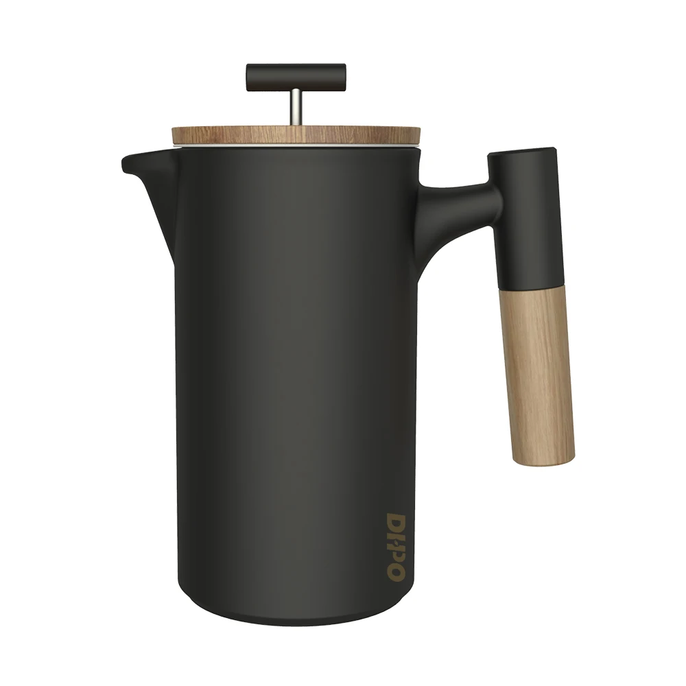 

DHPO coffee set Anti-scalding and convenient ceramic 600ml coffee pot Half wooden handle coffee french press, Black, white, gray, red, blue, green, yellow