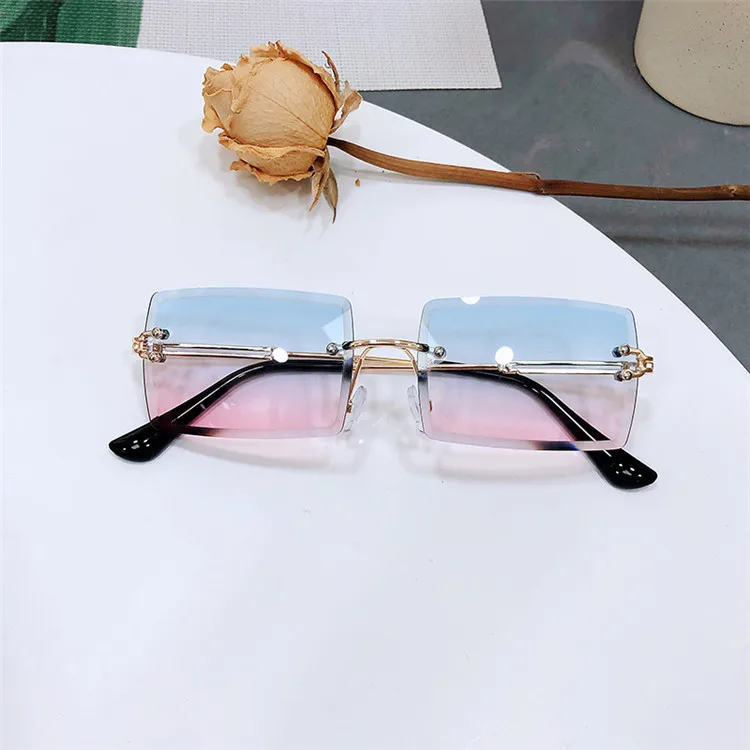 

New brand designs frameless glasses gradient lens color rimless sunglasses 31274