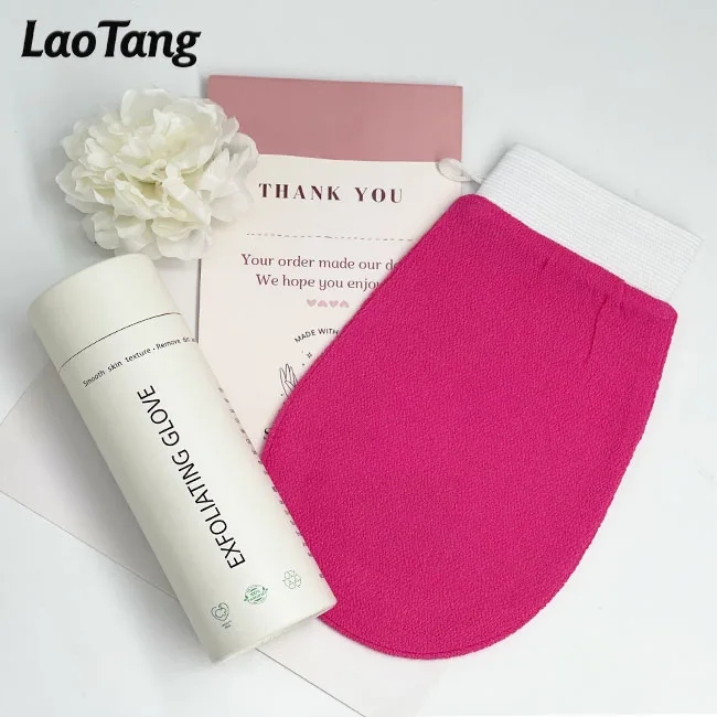 

MOQ 50 With Packaging Body Cleaning 100% Natural Custom Exfoliating Gloves Viscose Exfoliating Glove Bath Mitts