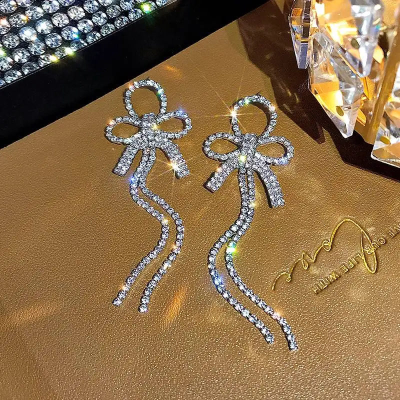 

African Symbol Fabric Wedding Bridal Grey Moissanite Earring Cc Multi Color Big Rhinestone Earrings