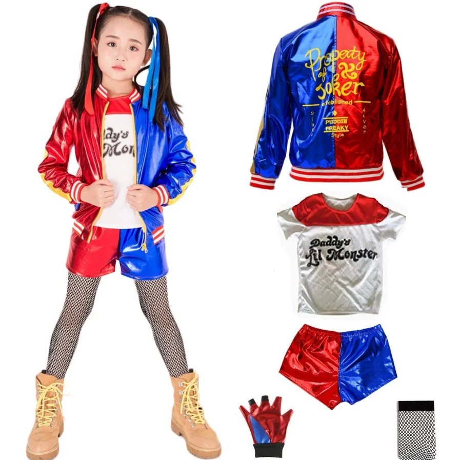 

Gherorner Superhero Girls Quinn Costume Set Shirt Jacket Clothing Set for Halloween Cosplay
