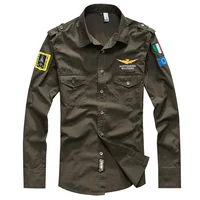 

Stylish cotton air force slim long sleeve casual pilot men plus size uniform shirts