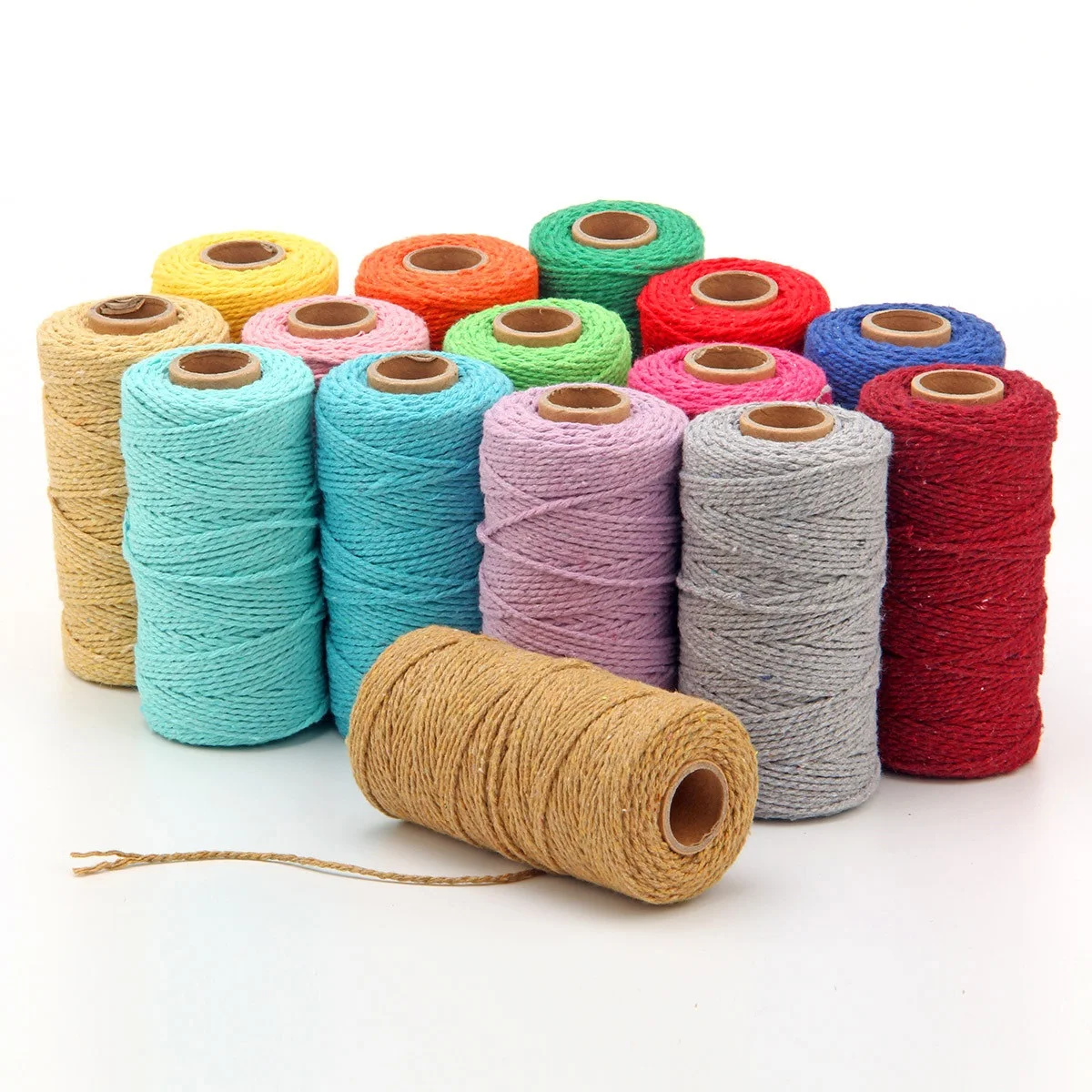 

Wholesale Colorful Wall decorative DIY Handmade 2mm Braided rope cotton macrame cord twisted cord 100yards/roll