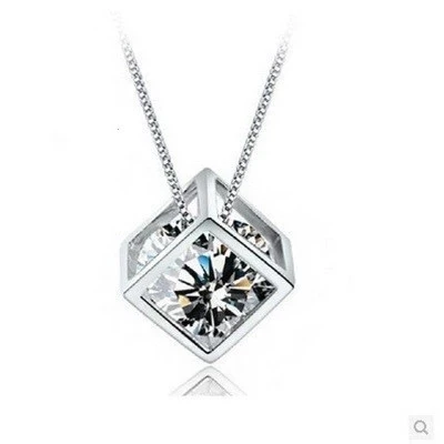 

Hot Sale Love Magic Cube Pendant Rubik's Cube 925 Silver Necklace Sterling, White gold