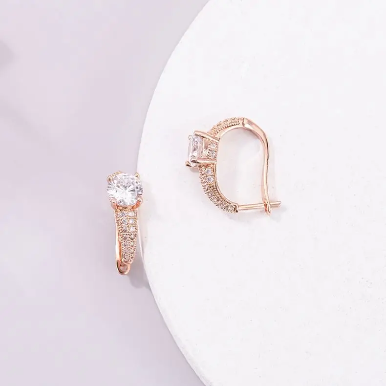 

YE10118 Gold Earring Design Delicate Rose Gold Plated 925 Sterling Silver Brass Cubic Zirconia Clip-on Earring Jewelry, Picture shows