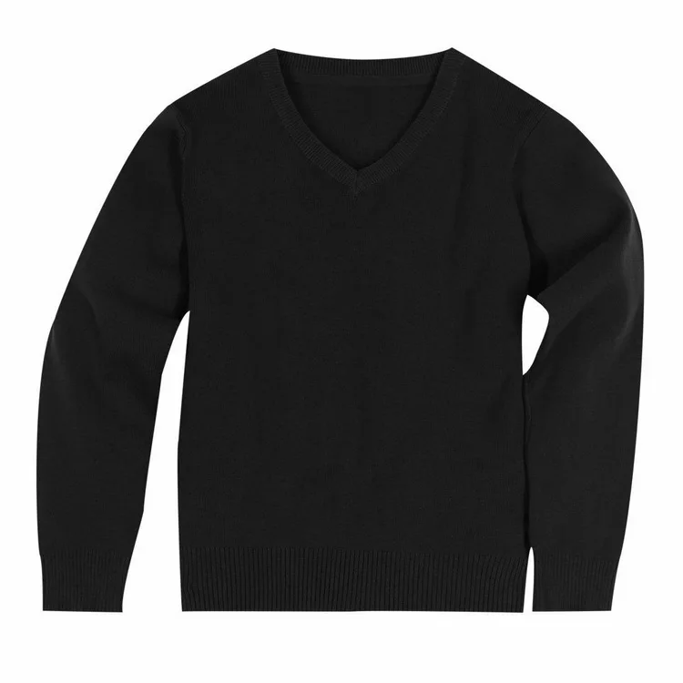 
Black Wool / Polyester V Neck Kindergarten Kids Primary Secondary High Girls Boys School Sweaters Uniform 