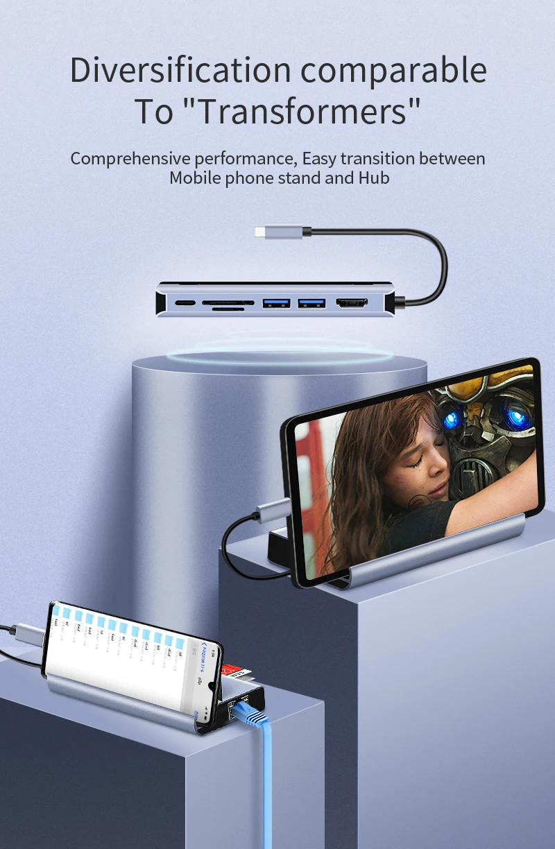 2019 portable aluminum alloy 3-port USB hub usb c hub with type-c interface