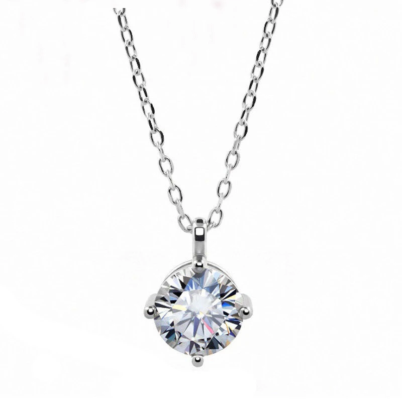 

classic 925 sterling silver 18k gold plated 4 claw 1carat gra moissanite vvs d diamond pendant necklace