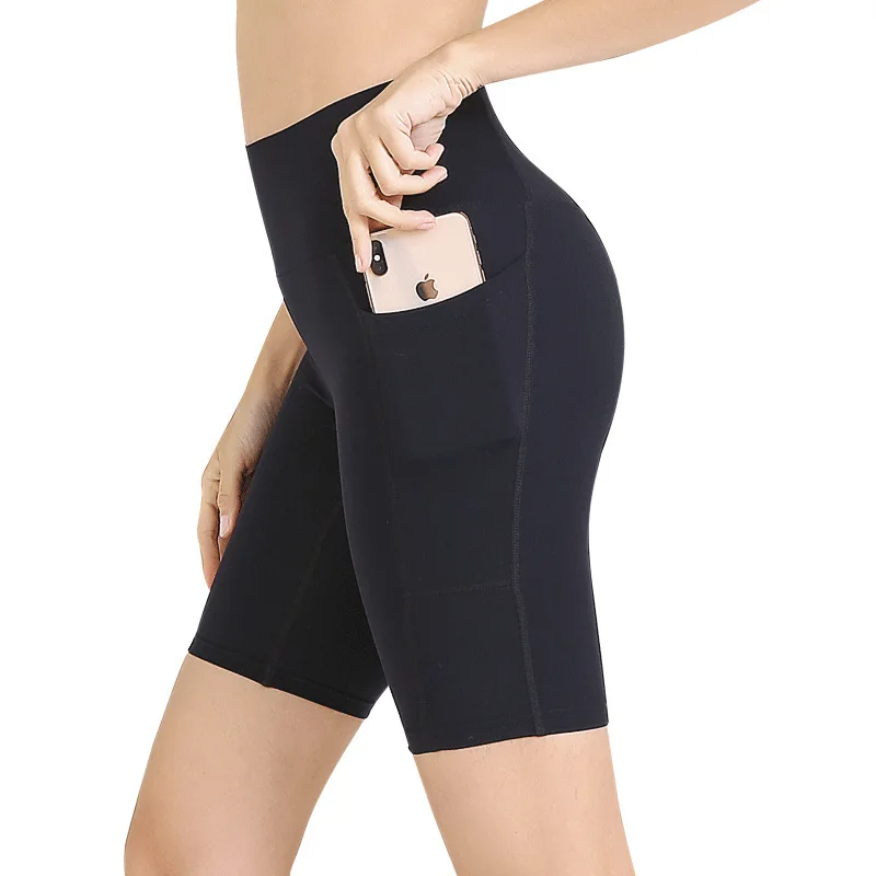 

Women's fitness & yoga wear Yoga Shorts Compression Sports Shorts Side Pockets Skinny High Waist activewear, As picture