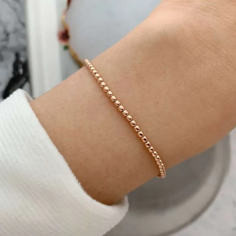

High End Gold Plated Stainless Steel Little Beads String Bracelet for Women Wholesale Jewelry