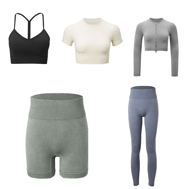 

Sand wash 5 piece fall seamless yoga sets with jackets