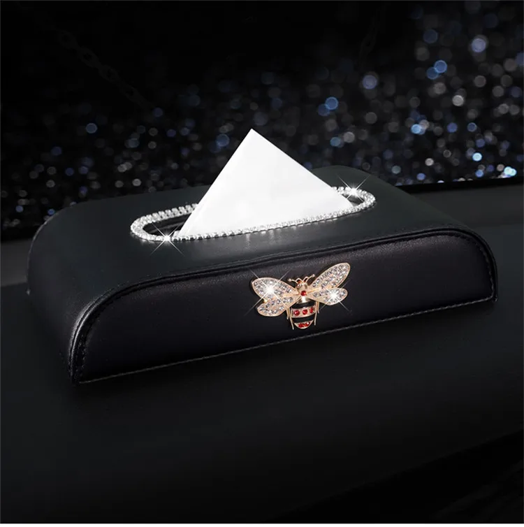 

Full Diamond Car Tissue Box Creative Bee Swan Diamond Car Tissue Box Seated Drawer Box Household Items, Black