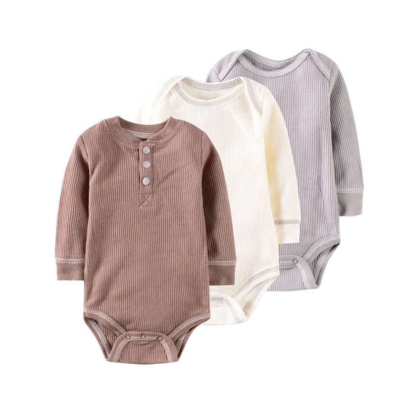 

Factory Price Stock New Baby Boy Girl Rompers Autumn winter 100% Cotton 3 pieces Long Sleeve Infant pajamas