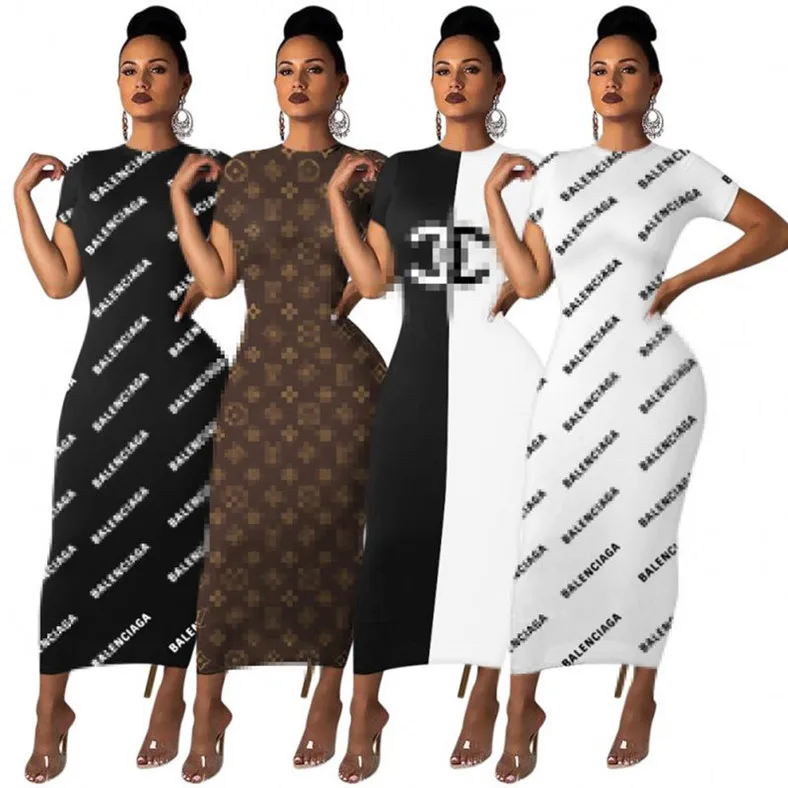 

Custom Women Dresses with Letter Print 2021 for Ladies Luxury Branded Fashion Designer Clothes Robe Vetement Femme Luxe Createur