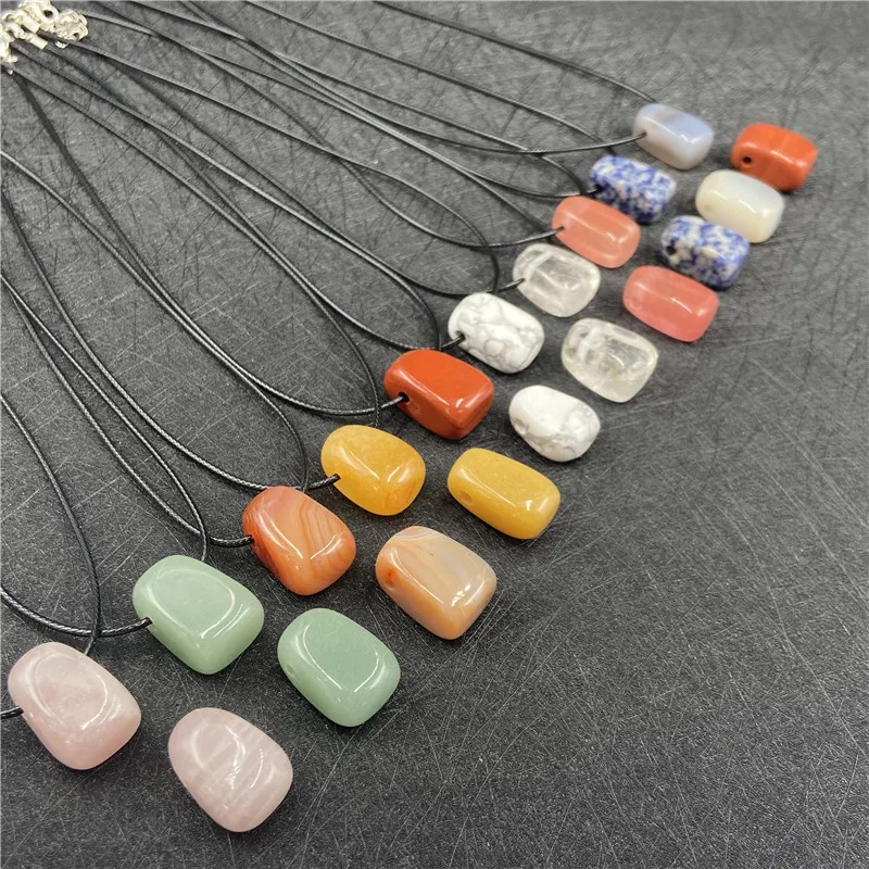 

Fashion Customize Natural Mixed Tumbled Stone Necklace Polished Healing Gemstone Crystal Pendant for Jewelry Making