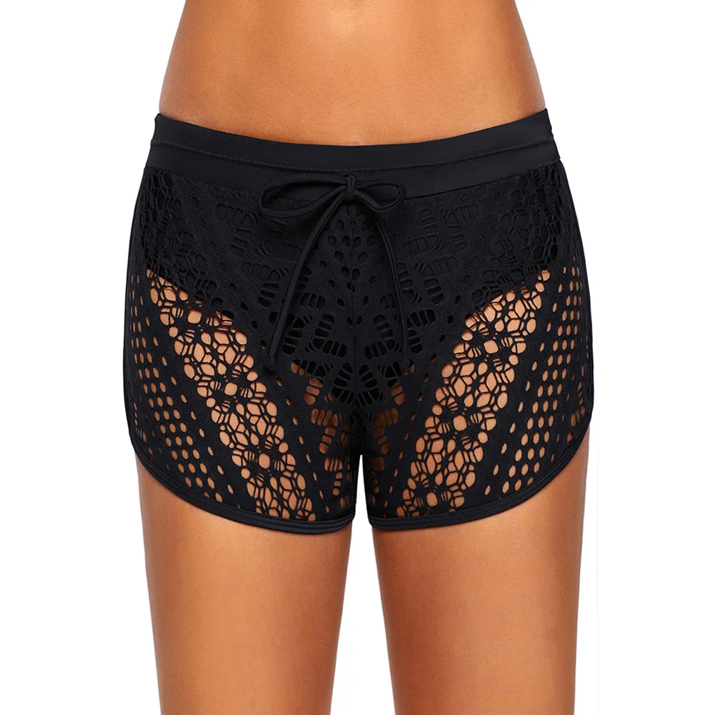 

Fanli 2021 2colors swimming shorts Women's Jacquard lace solid color flat corner swimming shorts