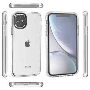 Clear crystal hard PC Mobil case with soft edge TPU transparent cover for iphone 11