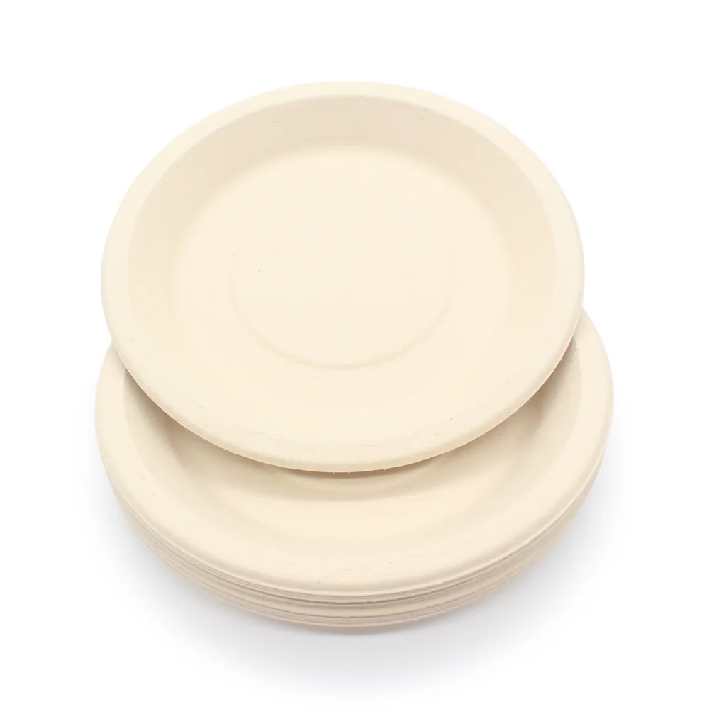 

Natural Bamboo Fiber Disposable Plates Biodegradable Compostable Bamboo Pulp Food Plates