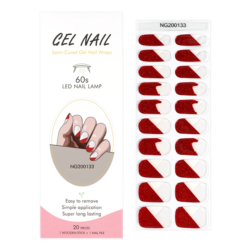 

Huizi gel nail wraps wholesale Price semi-cured gel strips OEM Gel nail with the UV