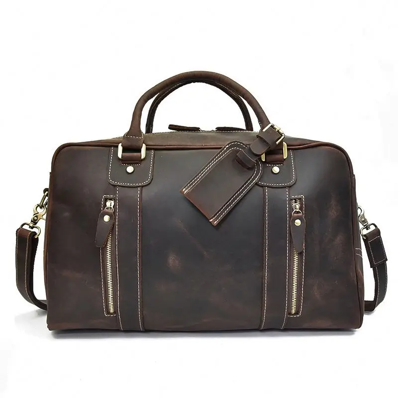 

Factory Supply Large Vintage Genuine Leather Travel Gym Bag Duffel Bag With The Shoulder Stripe, As picture shows / custom